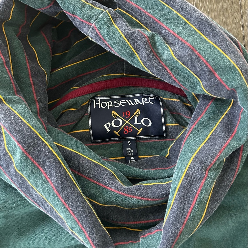 Horseware Polo Striped Green Hooded Sweatshirt